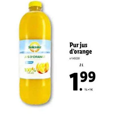 Offre Jus D Orange De Br Sil Avec Pulpe Solevita Chez Lidl