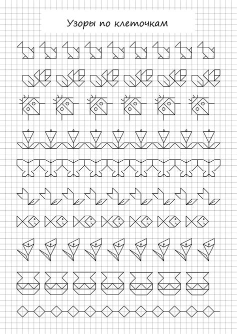 Узоры и графические рисунки по клеточкам в тетради