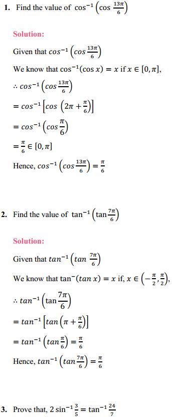 NCERT Solutions For Class 12 Maths Chapter 2 Inverse Trigonometric