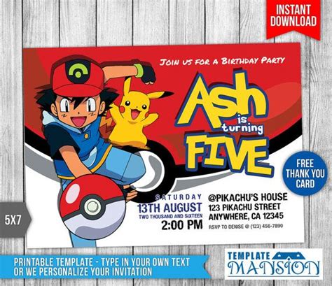 Pokemon Invitation Pokemon Birthday Invitation By Templatemansion 75th