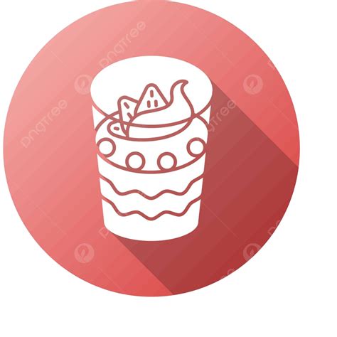 Parfait Flat Design Long Shadow Glyph Icon Strawberry Element Cuisine