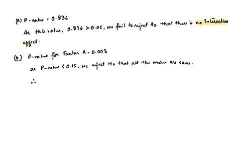 Solved Consider The Following Data Collected For A Two Way Anova 3c