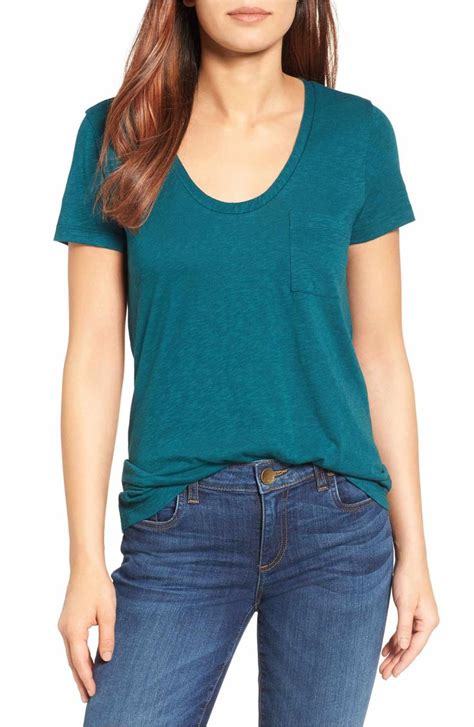 Main Image Caslon Rounded V Neck Tee Regular Petite V Neck T