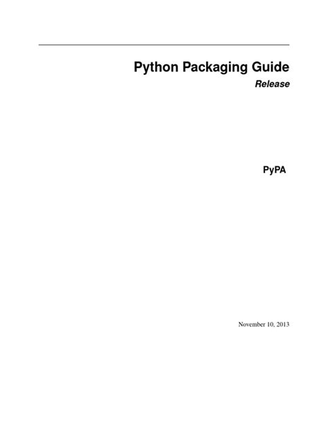 Python Packaging User Guide Pdf