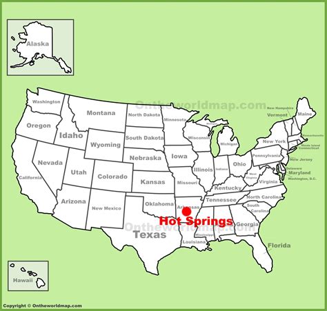 Hot Springs location on the U.S. Map - Ontheworldmap.com