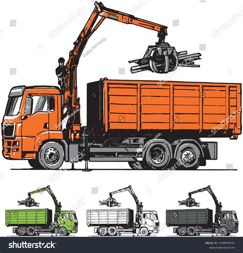 Truck Grapple Crane Picking Metal Scrap Stock Vector (Royalty Free) 2199479537 | Shutterstock