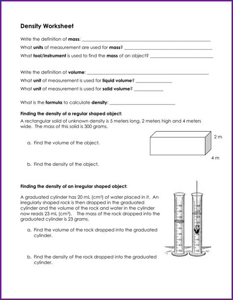 Density Practice Worksheet