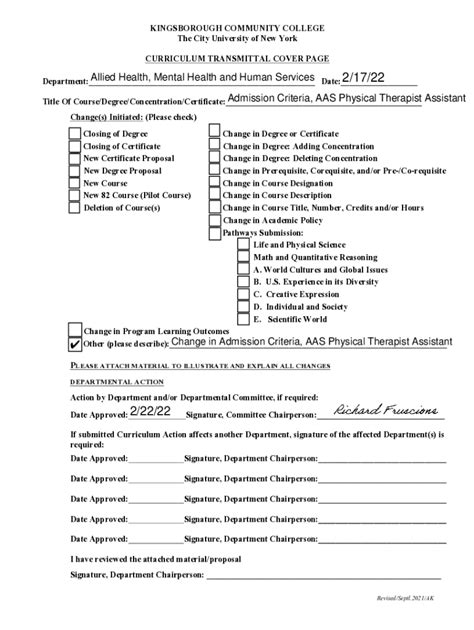 Fillable Online Admission Criteria Aas Physical Therapist Assistant