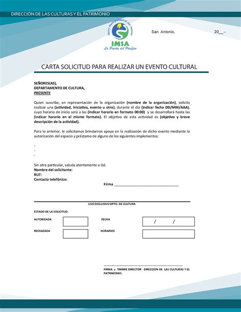 Carta Solicitud Para Evento Cultural La Puerta Del Pac Fico San