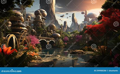 A Breathtaking Digital Painting of a Lush and Vibrant Futuristic World ...