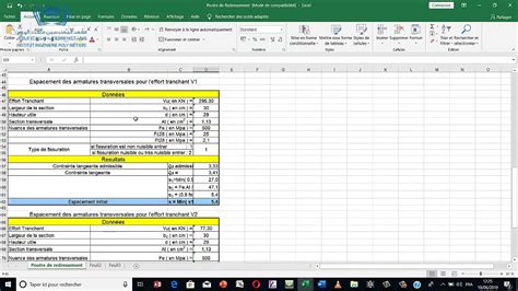 calcul poutre béton armé excel