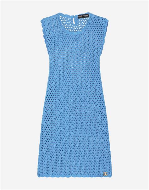 Short Sleeveless Crochet Dress In Turquoise For Women Dolceandgabbana® Us