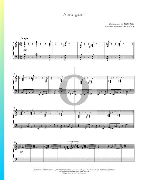 Amalgam Toby Fox Piano Sheet Music Oktav