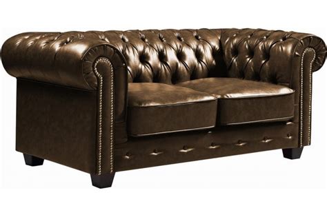 Chesterfield Brown Leather Antique 2 Seater Sofa Furnitureinstore