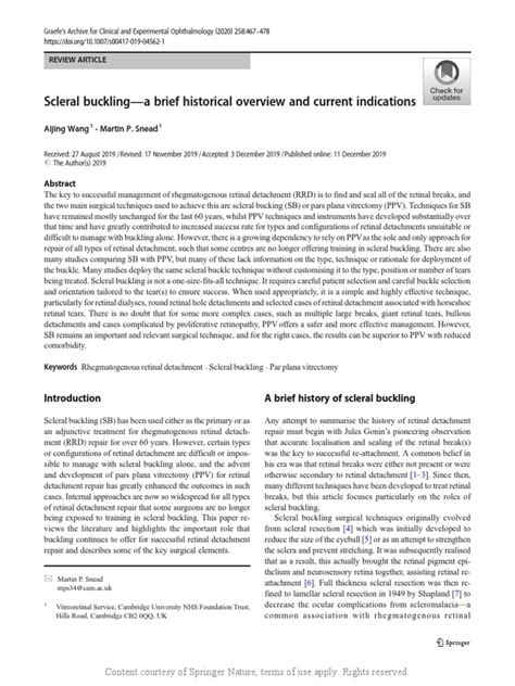 Scleral Buckling-A Brief Historical Overview and C | PDF | Retina ...