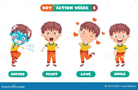 Action Verbs for Children Education Stock Vector - Illustration of ...