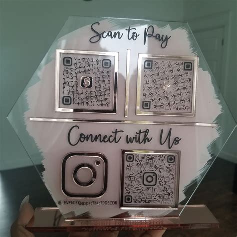 Custom Hexagon Acrylic Qr Sign Scan To Pay Sign Etsy In Nail