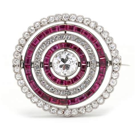 Art Deco Platinum, Diamond, and Ruby Brooch, Cartier (Lot 54 ...