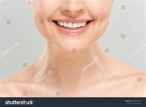 Cropped View Happy Naked Woman Smiling Stock Photo Shutterstock