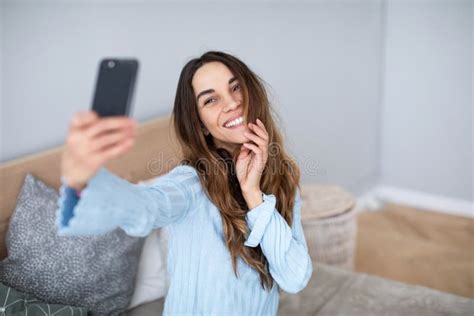 Woman Taking Selfies With A Smartphone Stock Photo Image Of Phone