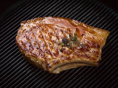 Roasted Pork Steak On Ribs Stock Photo Crushpixel