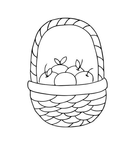 Apple Basket Drawing stock vectors - iStock