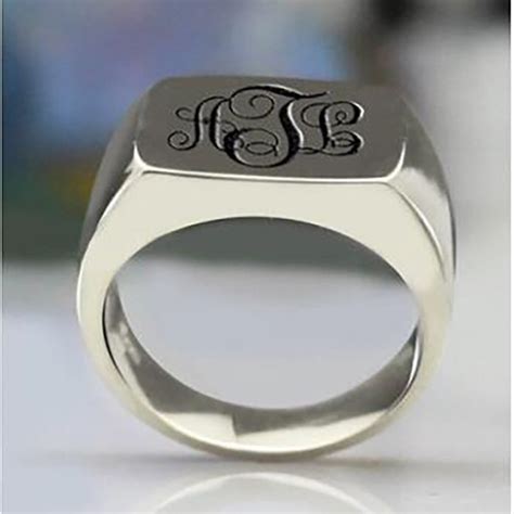 Customized Letter Signet Ring For Men Personalized Monogram Etsy