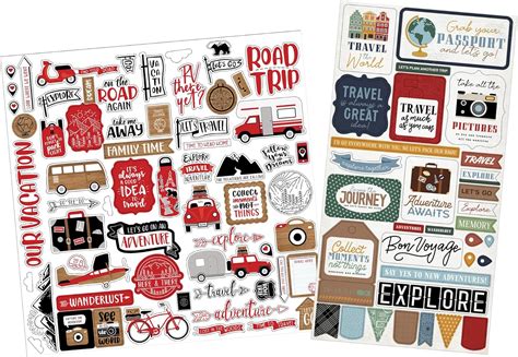 Amazon.com: Traveling Stickers - Travel Scrapbook Stickers with Vacation Phrases, Road Trip ...