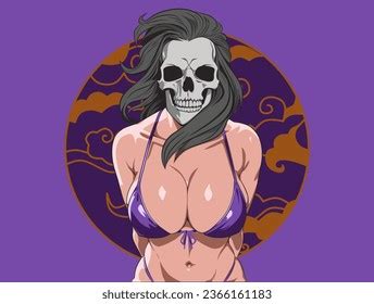 Beautiful Illustration Woman Skull Purple Bikini Stock Vector Royalty Free