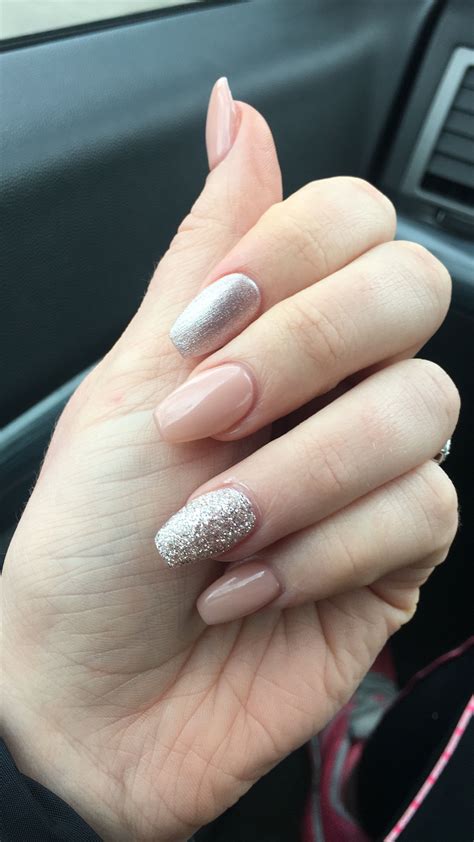 Glitter Nude Pink Nails Unghie