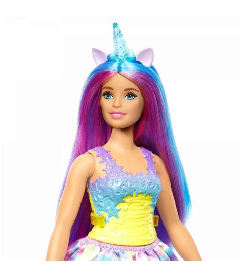 Barbie Unicornio Azul Mu Eca Con Pelo Arco Ris Falda Y Accesorios