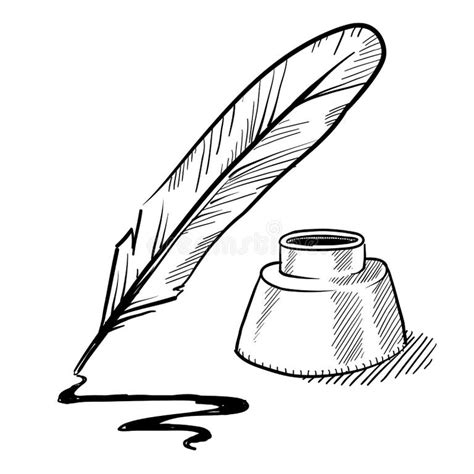 Feather Pen Inkwell Drawing Stock Illustrations 4004 Feather Pen