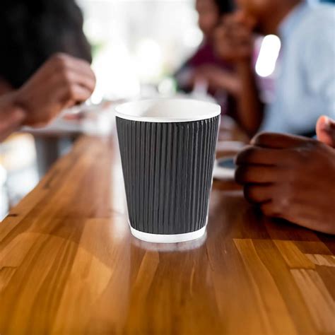 Black Triple Wall Ripple Hot Cup 16oz 45cl EcoBoxes