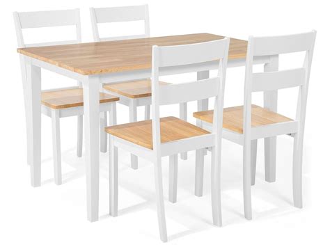 Набор обеденный стол и 4 стула, светлое дерево с белым GEORGIA (ID ...
