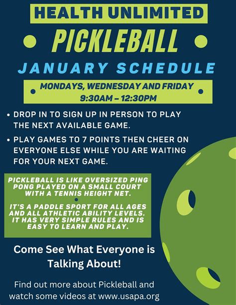 Green Blue Modern Pickleball Tournament Flyer Health Unlimited