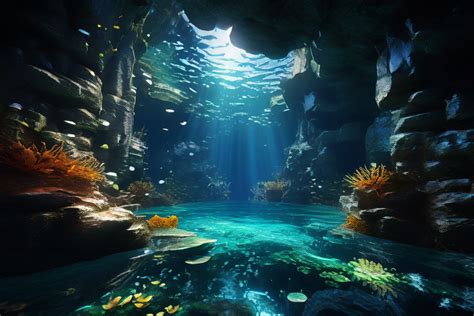 Hyperrealistic underwater cave by testing - Playground