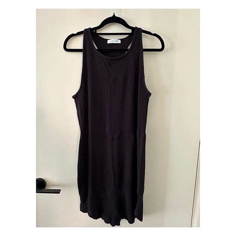 Nude Lucy Black Ribbed Tank Dress Size L Will Fit Depop