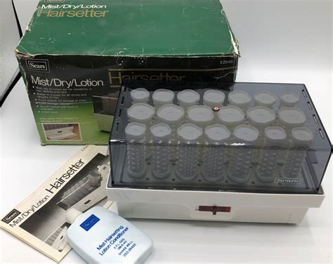 Vintage Sears Mist Dry Lotion Hair Setter Curlers Hot Rollers In Great Condition In Box