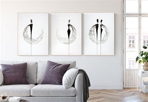 Set Of 3 Artworks FamiliePaar Poster Fur Wohnzimmer Etsy