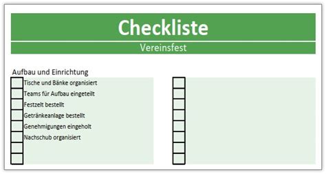 Checkliste Vorlage für Excel Alle meine Vorlagen de