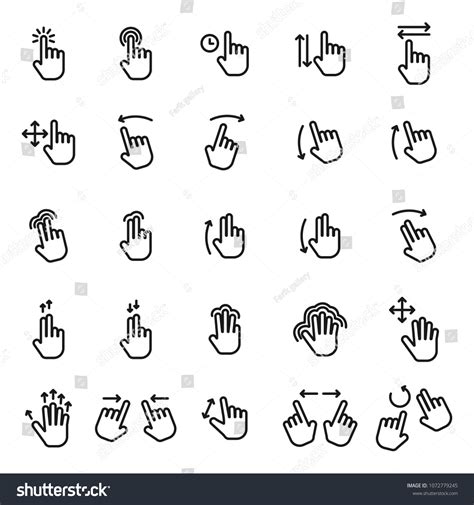 Gesture Icons Multi Touch Interfaces Stock Vector Royalty Free