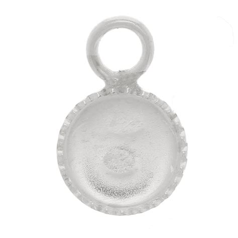 Mini Serti Pendentif Rond Dentel Pour Cabochon Fond Plat Mm Argent