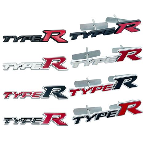 3D Metal Type R Typer Logo Car Front Grille Emblem Sticker Accessories