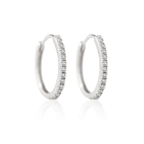 Small Diamond Hoop Earrings | Diamond hoop earrings small, White gold ...