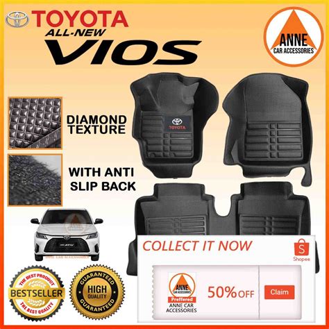 5D Diamond Deep Dish Matting For Vios Prime Gen4 XLE 2021 2022 2023