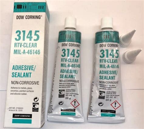 Pack Of 2 Dow Corning 3145 Rtv Clear Adhesivesealant Non Corrosive 3