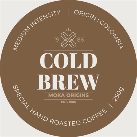 Free Cold Brew Coffee Packaging Round Sticker Template