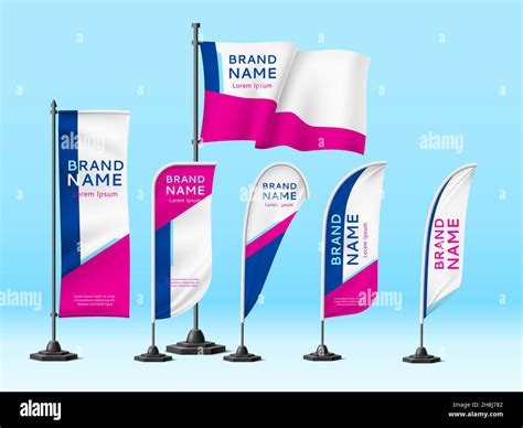 Flags Banners Identity Realistic Unified Design Promotional Sign