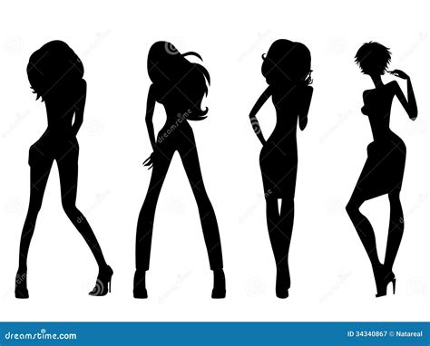 Fashion Model Silhouettes Stock Vector Illustration Of Elegant 34340867