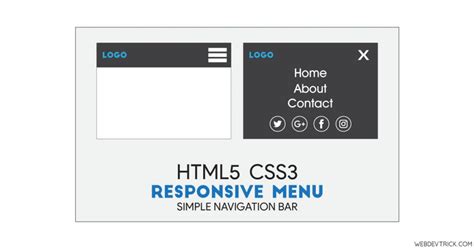 Html5 Css3 Responsive Menu With Social Icons Simple Navigation